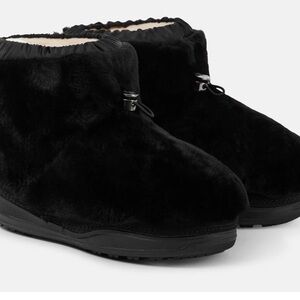 Shearling-trimmed leather ankle boots - New in Box!